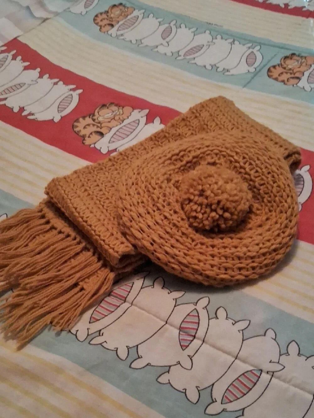 Vintage 90's,Mustard Yellow Knit Scarf and Beanie Set - Women Accessories🍁🍂🍁